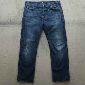 7 For All Mankind Jeans Mens 32x29 Blue Standard Fit Stretch Button Fly Timeworn